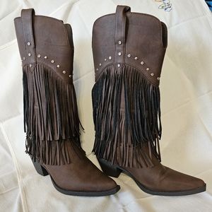 Roper Fringe Studded Womens Western Style Boots
